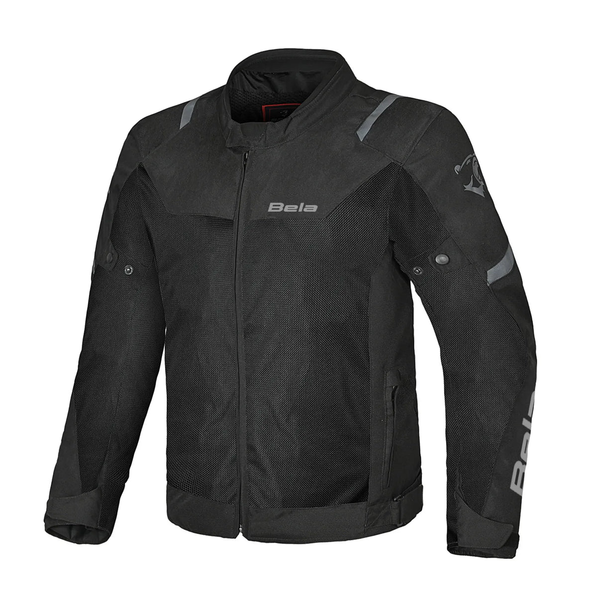 Chaqueta de moto Bela Mesh Pro negra, vista trasera con paneles de malla ventilada