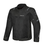 Chaqueta de moto Bela Mesh Pro negra, vista trasera con paneles de malla ventilada