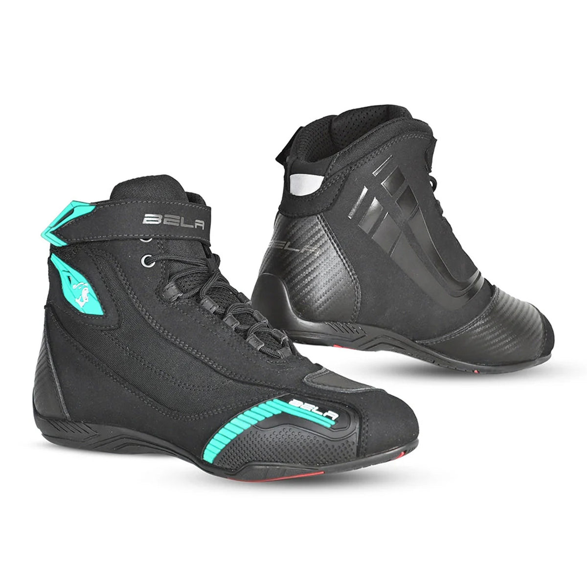 Botas BELA em pele - Kiva para mulher, preto/turquesa