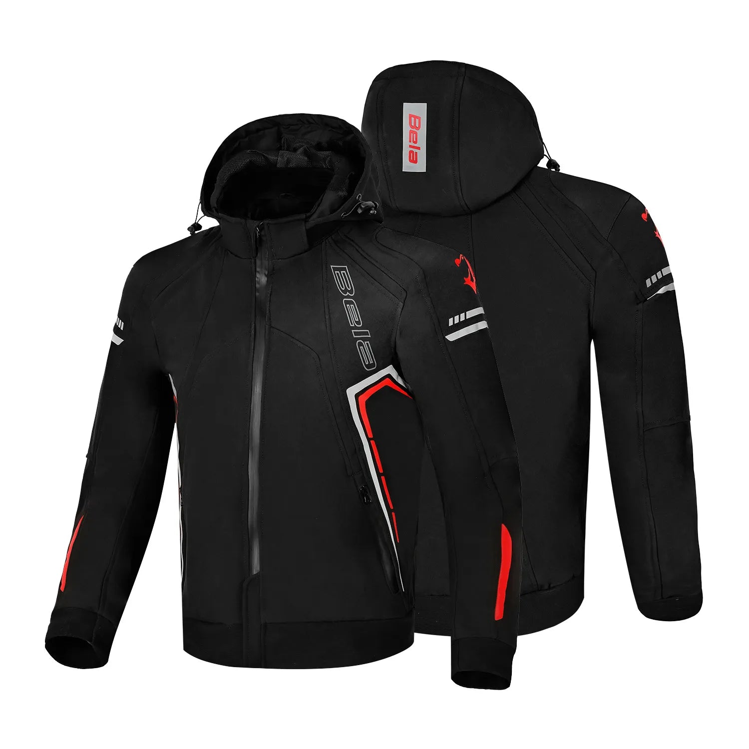 BELA BREEZE SOFTSHELL HOMBRE MOTO SUDADERA NEGRO ROJO – SECURTEX