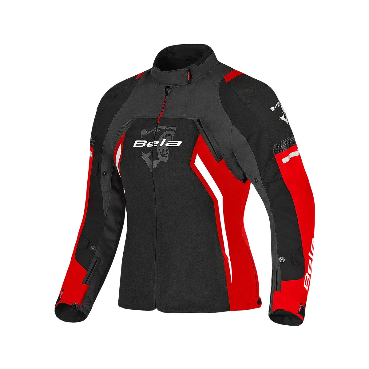 BELA ELANUR CHAQUETA DE MOTO MUJER NEGRO ANTRACITA ROJO
