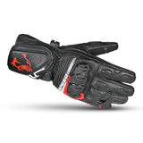 BELA - Gants Lemox en cuir noir/rouge