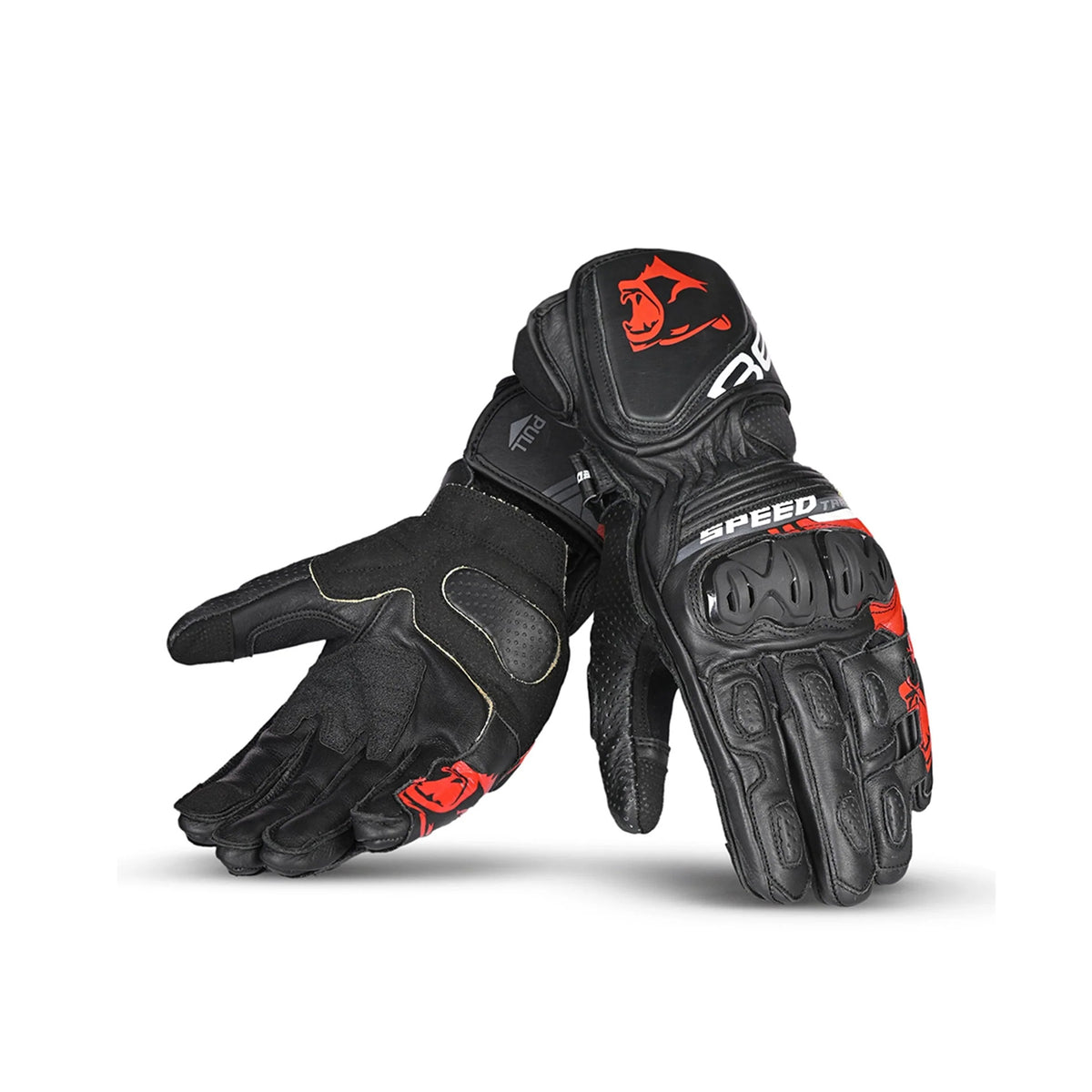 BELA - Gants Lemox en cuir noir/rouge