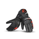 BELA - Gants Lemox en cuir noir/rouge