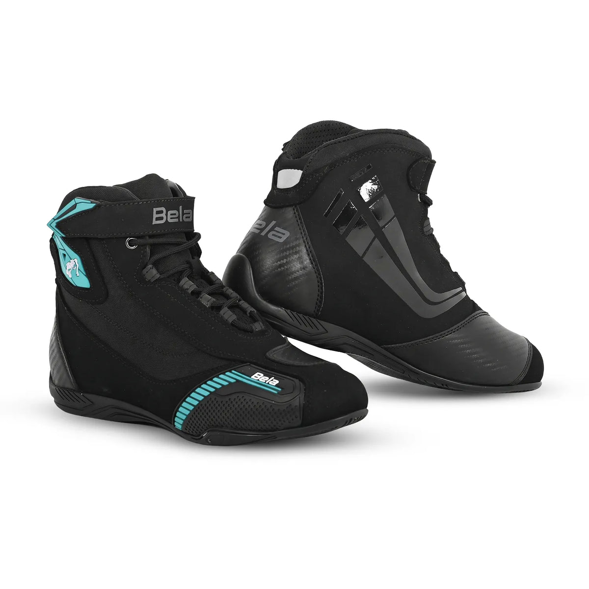 BELA - Kiva Leather Boots for Women, Black/Turquoise