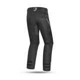 Calça de senhora Bela Calm Digger em tecido, tamanho 30L, preta e rosa.