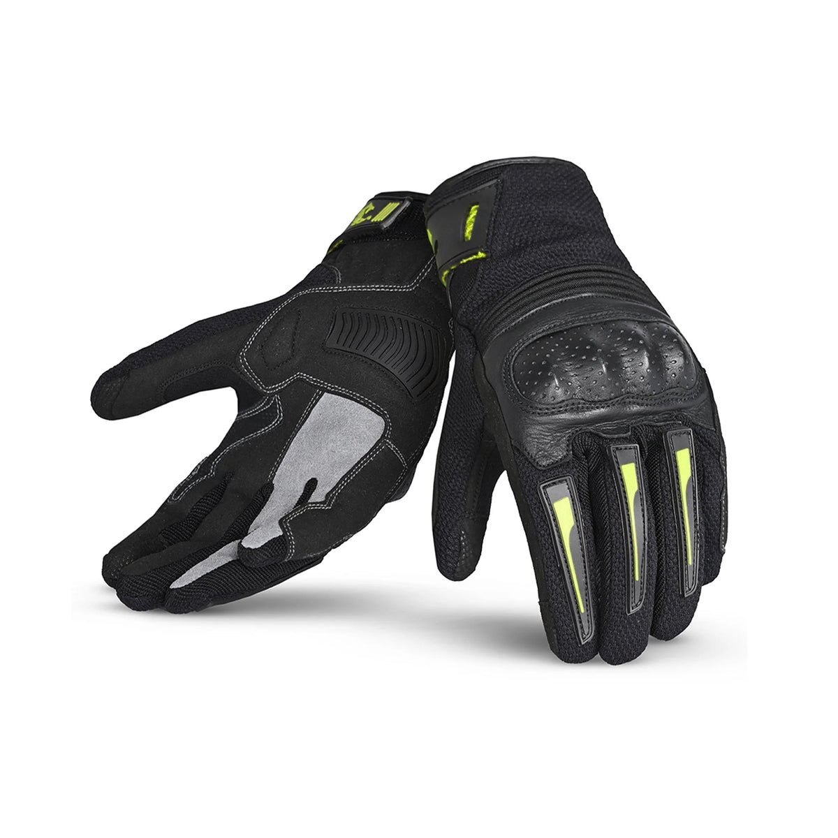 Gants de moto en textile BELA Drift Lady, noirs et jaune fluo