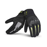 Gants de moto en textile BELA Drift Lady, noirs et jaune fluo