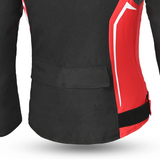 Casaco de motociclista Bela Elanur para mulher, preto, antracite e vermelho.