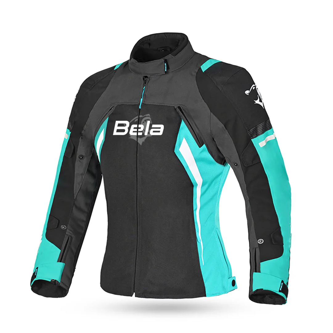 GIACCA MOTO DA DONNA BELA ELANUR NERA TURCHESE