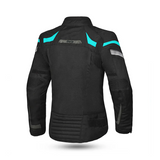 BELA HIGHLAND Damen-Motorradjacke, Textil, Schwarz/Türkis