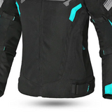 BELA HIGHLAND Damen-Motorradjacke, Textil, Schwarz/Türkis