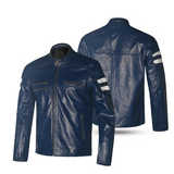 BELA MILANO CHAQUETA HOMBRE PIEL MODA AZUL BLANCO