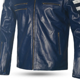 BELA MILANO CHAQUETA HOMBRE PIEL MODA AZUL BLANCO