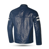 BELA MILANO CHAQUETA HOMBRE PIEL MODA AZUL BLANCO