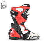 BELA RACE PRO (R-6) BOTAS DE MOTO DE RACING PIEL NEGRO BLANCO ROJO