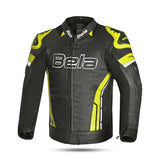 BELA ROCKET CHAQUETA MOTO PIEL HOMBRE NEGRO AMARILLO FLOUR