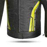 BELA ROCKET CHAQUETA MOTO PIEL HOMBRE NEGRO AMARILLO FLOUR