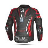 BELA ROCKET CHAQUETA MOTO PIEL HOMBRE NEGRO ROJO