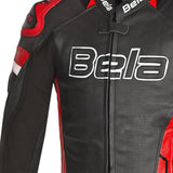 BELA ROCKET CHAQUETA MOTO PIEL HOMBRE NEGRO ROJO