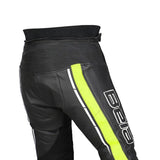 BELA ROCKET PANTALÓN MOTO PIEL HOMBRE NEGRO AMARILLO FLOUR
