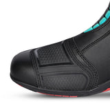 Botas de motociclismo Bela Strip Touring para mulher em pele preta turquesa.