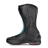 Botas de motociclismo Bela Strip Touring para mulher em pele preta turquesa.