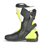 Botas de motociclismo BELA TURBO TRACK RACING, pretas e amarelas.