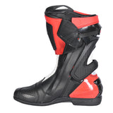 Botas de motociclismo Bela Turbo Track Racing, pretas e vermelhas.