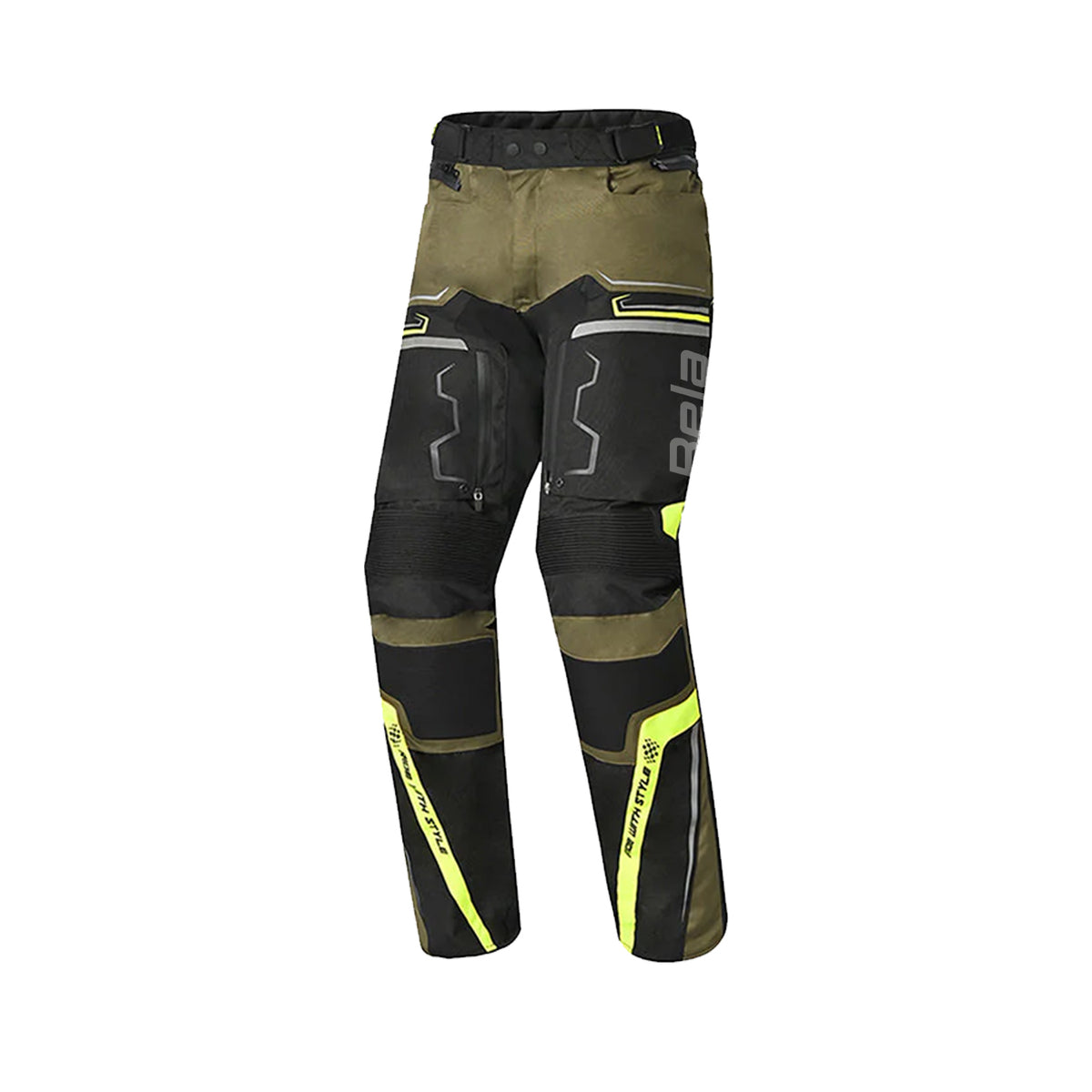 BELA - Pantalon textile Watson Noir/Kaki/Jaune/Blanc