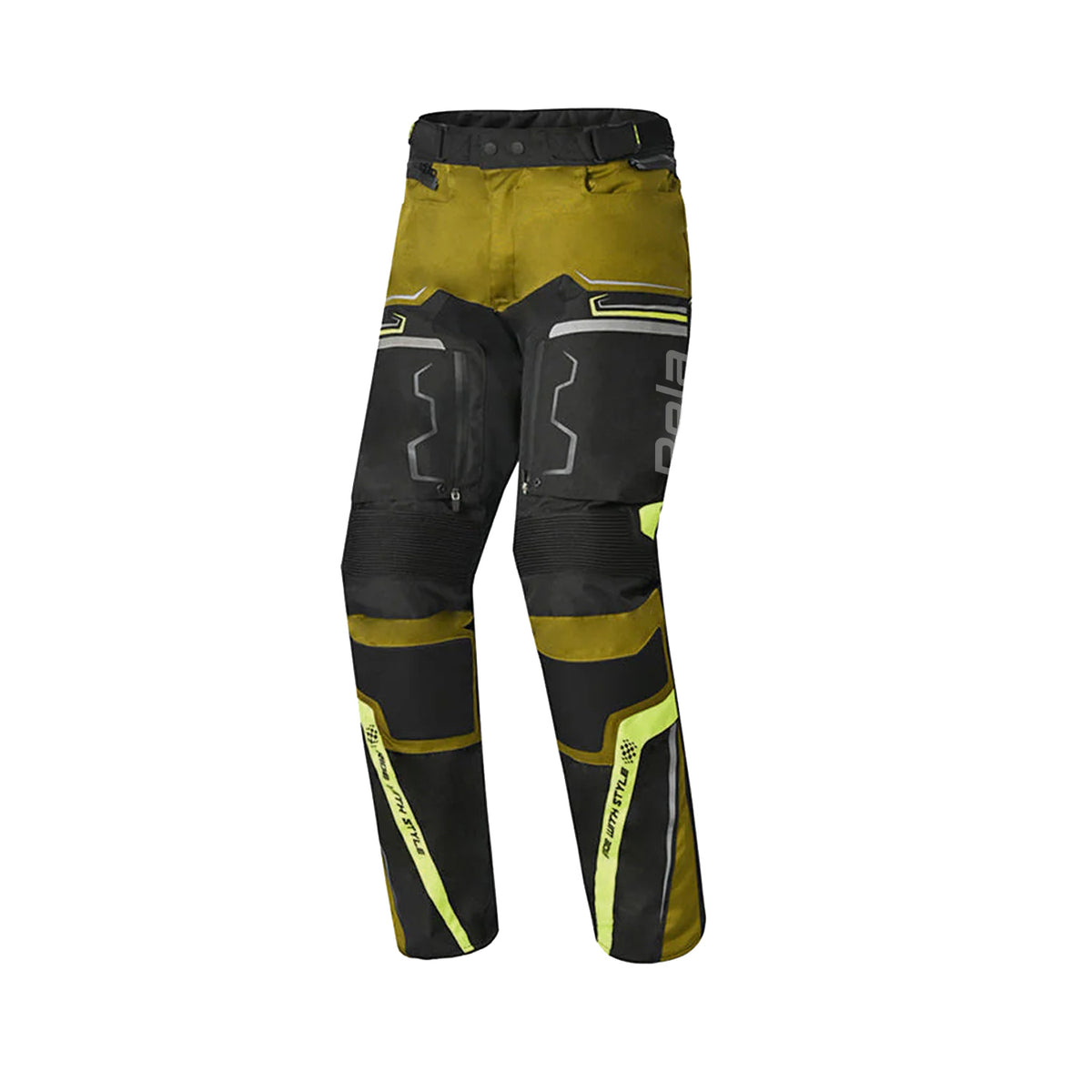 BELA - Pantalon textile Watson Noir/Marron/Jaune/Blanc