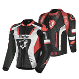 BELA X RACE MEN'S MOTORCYCLE JACKET LEATHER BLACK WHITE RED