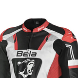 BELA X RACE MEN'S MOTORCYCLE JACKET LEATHER BLACK WHITE RED