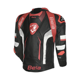 BELA X RACE MEN'S MOTORCYCLE JACKET LEATHER BLACK WHITE RED
