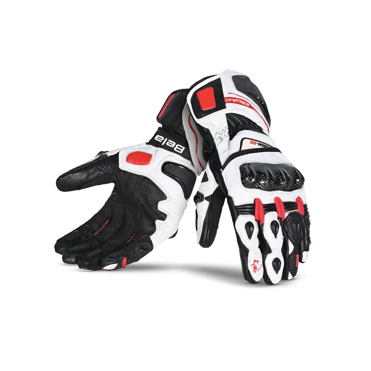 BELA - Gants en cuir Venom RS Racing Man Blanc/Noir/Rouge
