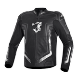 BELA BEAST Herren-Lederjacke Schwarz Anthira Weiß