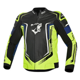 BELA BEAST MEN'S LEATHER JACKET BLACK WHITE YELLOW BLUE