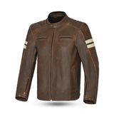 VESTE EN CUIR BELA STARK MARRON BEIGE