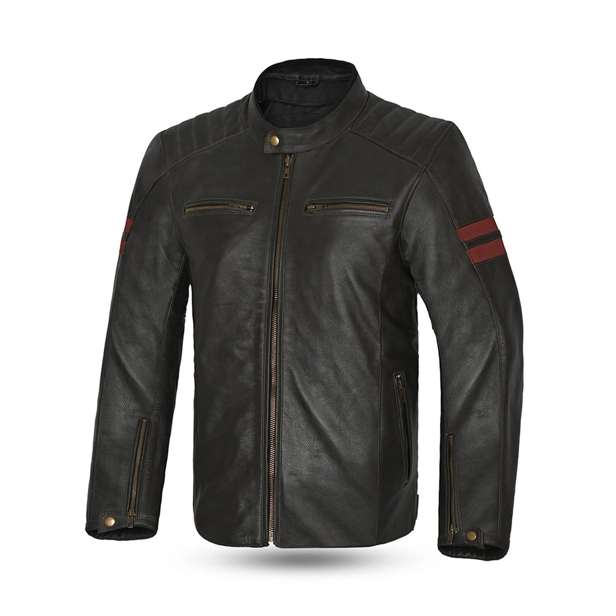 BELA CHAQUETA PIEL STARK MARRÓN OSCURO ROJO