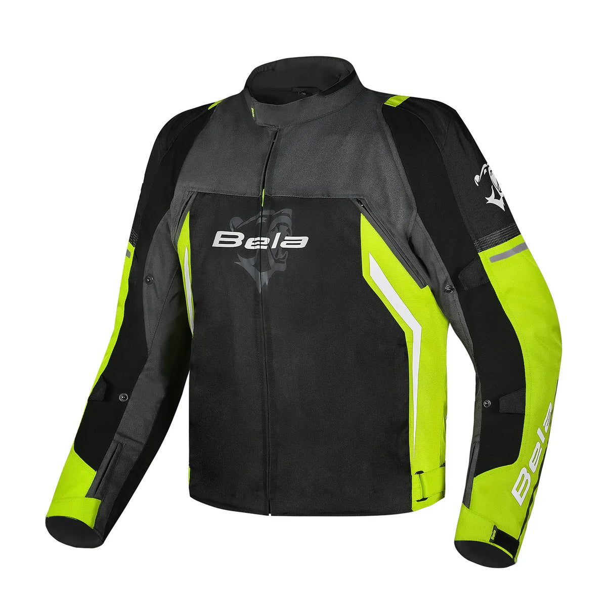 BELA CORDANIEL CHAQUETA DE MOTO HOMBRE NEGRO GRIS OSCURO AMARILLO
