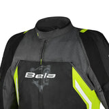 BELA CORDANIEL CHAQUETA DE MOTO HOMBRE NEGRO GRIS OSCURO AMARILLO