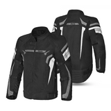 Casaco de motociclista Bela Highland para homem, preto e cinza gelo.