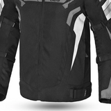 Casaco de motociclista Bela Highland para homem, preto e cinza gelo.
