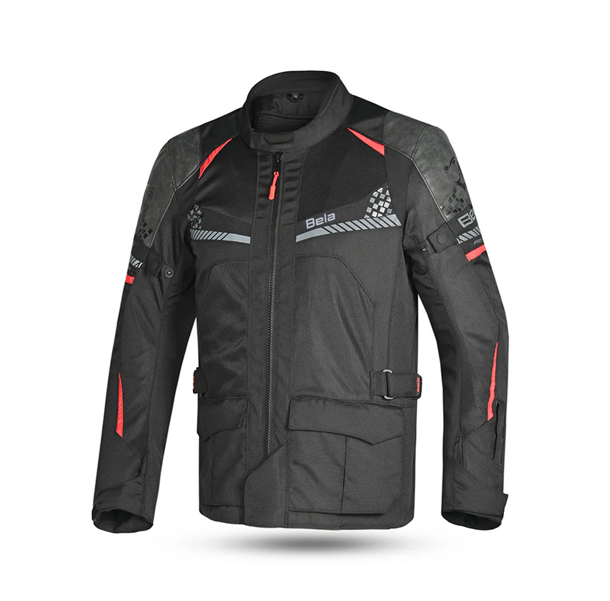 Casaco de tecido para motociclismo de homem Bela Onsaker, preto e vermelho.