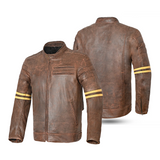 VESTE EN CUIR VINTAGE POUR HOMME BELA ROYAL RIDER, COUPE ÉTROITE BEIGE 