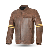 VESTE EN CUIR VINTAGE POUR HOMME BELA ROYAL RIDER, COUPE ÉTROITE BEIGE 