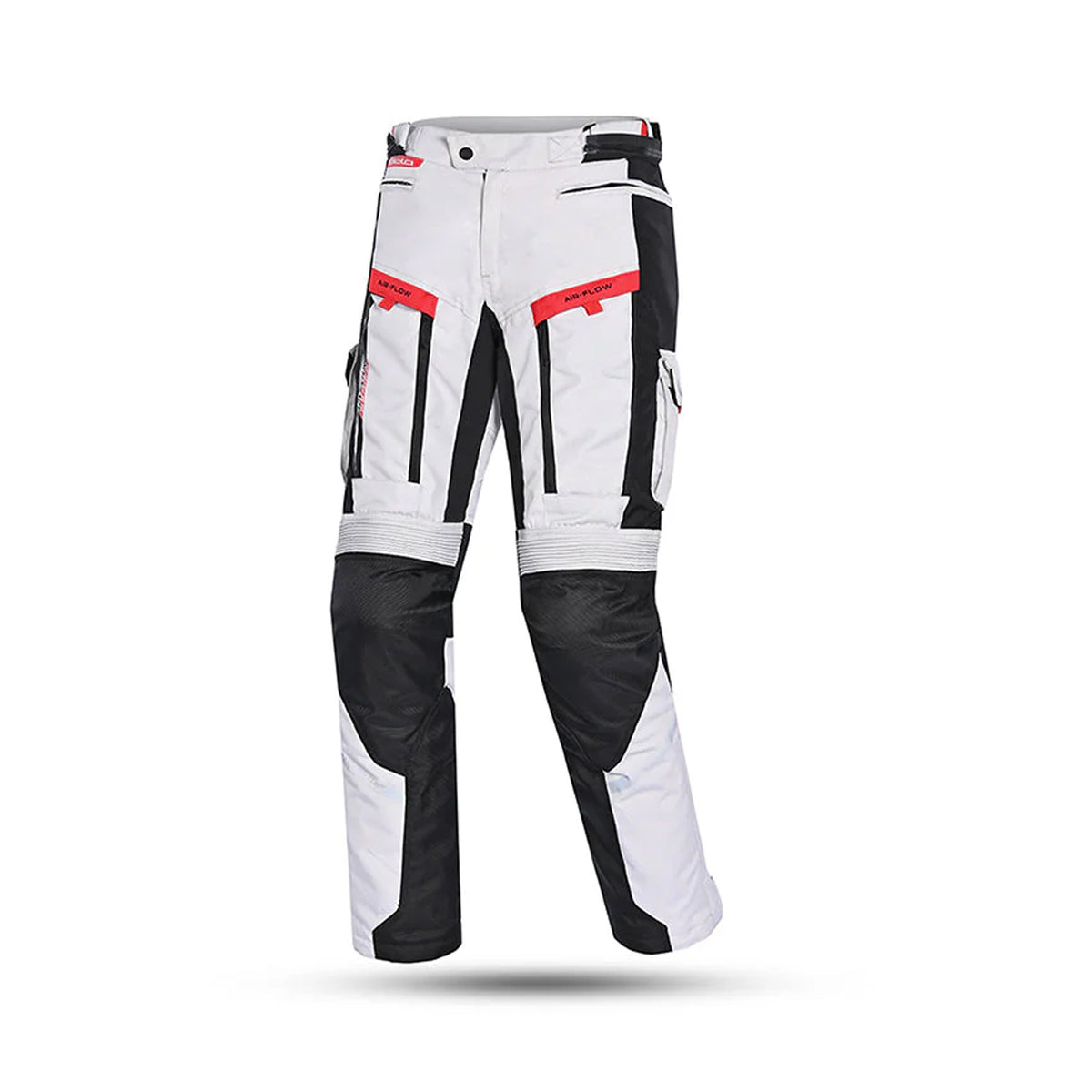 Pantalon de moto homme BELA TRANSFORMER, textile gris, noir et rouge