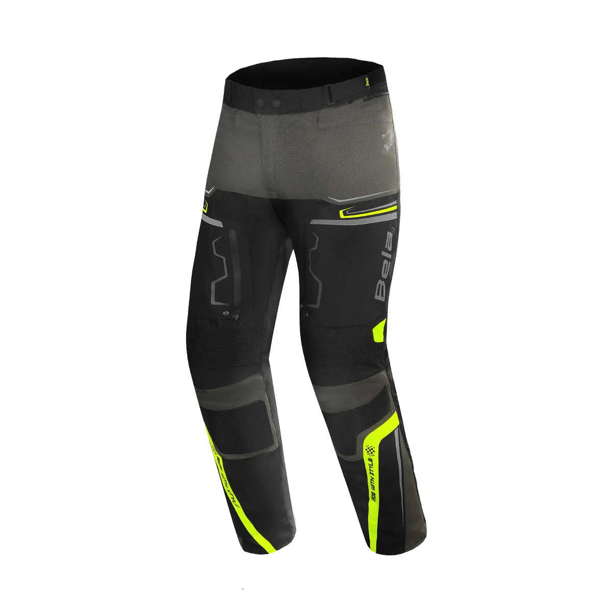 BELA WATSON PANTALON DE MOTO VERDE NEGRO