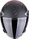 Scorpion EXO-230 BAND Cara Abierta Jet Casco Negro Mate Rojo Plata - CASCO