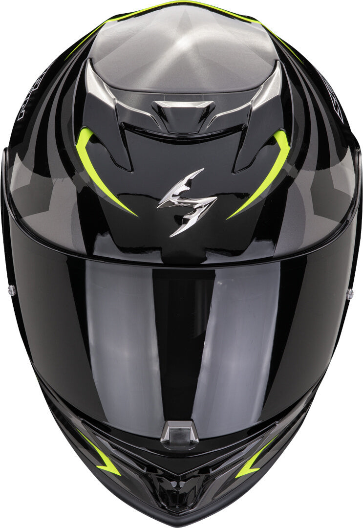 SCORPION CASCOS INTEGRALES EXO-520 EVO AIR TERRA NEGRO PLATA AMARILLO NEON